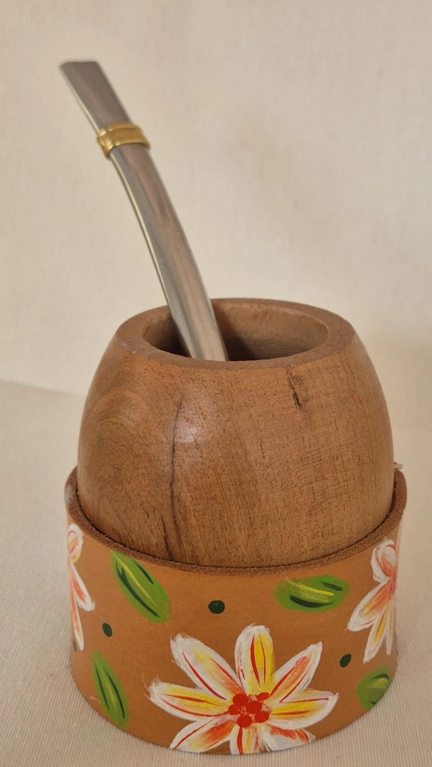 MATE BOLITA con BASE de CUERO & BOMBILLA
